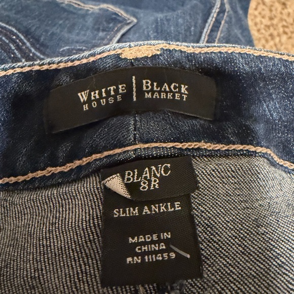 White House Black Market Denim Blue Jeans Women Size 8 Straight Leg Slim Ankle - Picture 9 of 10